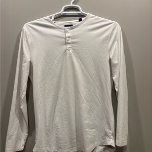 Cuts White Long Sleeve Henley